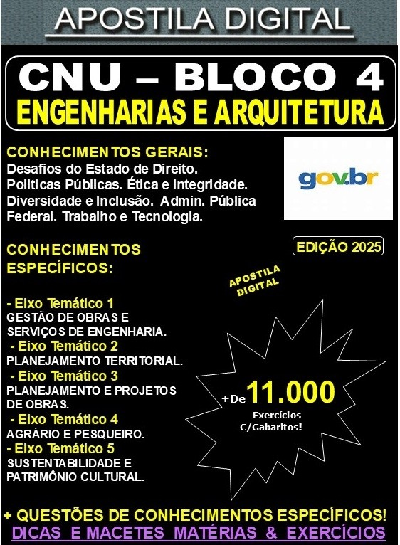 Apostila CNU BLOCO 4 ENGENHARIAS e ARQUITETURA Teoria + 11.000
