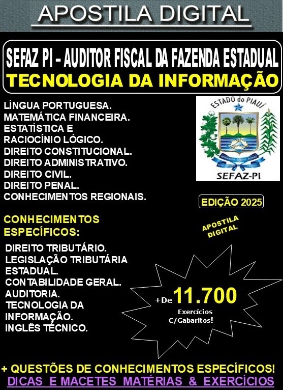 Efaz Rpi Apostila SEFAZ PI - AUDITOR FISCAL da FAZENDA ESTADUAL - TECNOLOGIA da ...