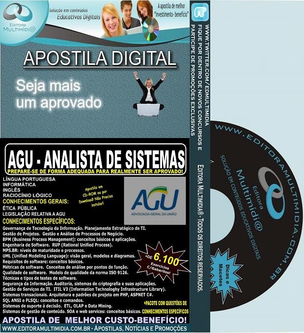 Apostila AGU - ANALISTA de SISTEMAS - Teoria + 6.100 Exercícios - Concurso 2014