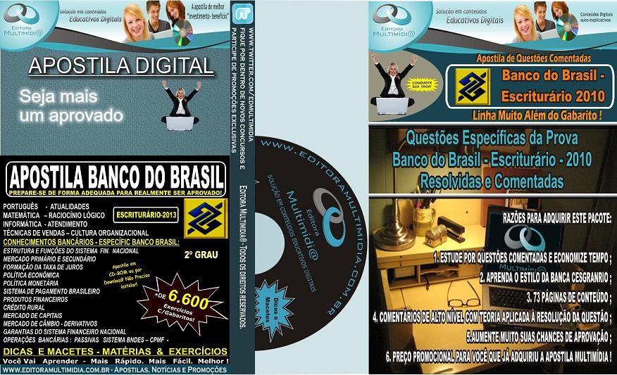 PROMOÇÃO! Apostila Banco do Brasil - ESCRITURÁRIO - 2013 + Questões COMENTADAS (Prova 2010)