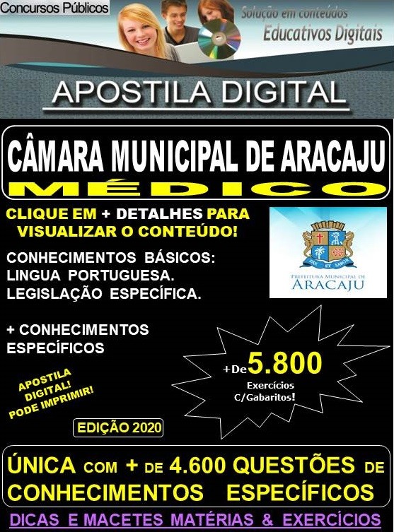 Apostila Câmara Municipal de Aracaju - MÉDICO - Teoria + 5.800 exercícios - Concurso 2020