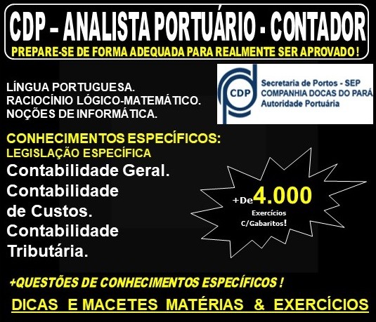 Apostila CDP - ANALISTA PORTUÁRIO - CONTADOR - Teoria + 4.000 Exercícios - Concurso 2019