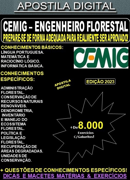 Apostila CEMIG - ENGENHEIRO FLORESTAL - Teoria + 8.000 Exercícios - Concurso 2023