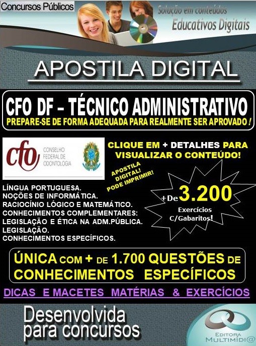 Apostila CFO DF - TÉCNICO ADMINISTRATIVO - Teoria + 3.200 Exercícios - Concurso 2019