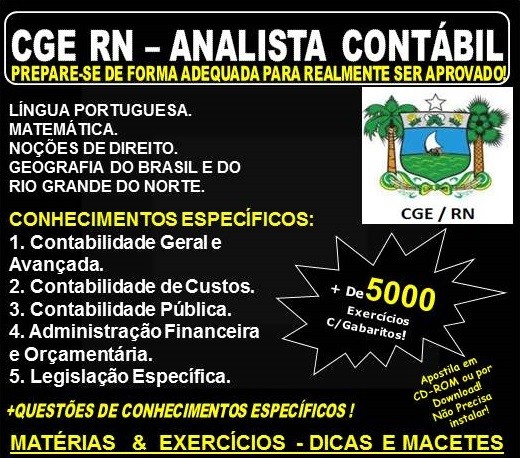 Apostila CGE RN - ANALISTA CONTÁBIL - Teoria + 5.000 Exercícios - Concurso 2018
