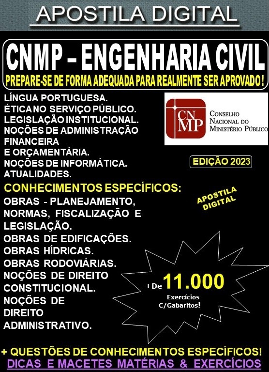 Apostila ANALISTA do CNMP - ENGENHARIA CIVIL - Teoria + 11.000 Exercícios - Concurso 2023