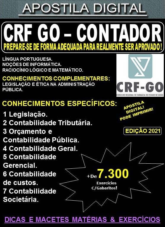 Apostila CRF GO - CONTADOR  - Teoria +7.300 Exercícios - Concurso 2021