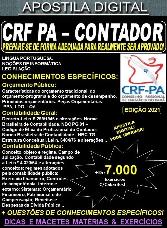 Apostila CRF PA - CONTADOR  - Teoria + 7.000 Exercícios - Concurso 2021