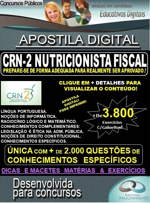 Apostila CRN-2 NUTRICIONISTA FISCAL - Teoria + 3.800 Exercícios - Concurso 2019