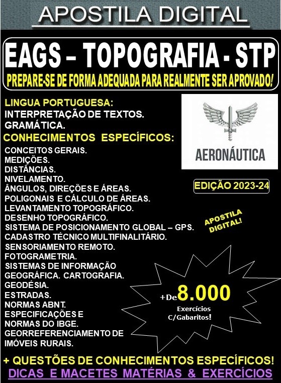 Apostila EAGS DEPENS - TOPOGRAFIA - STP - Teoria + 8.000 Exercícios - Concurso 2023-24