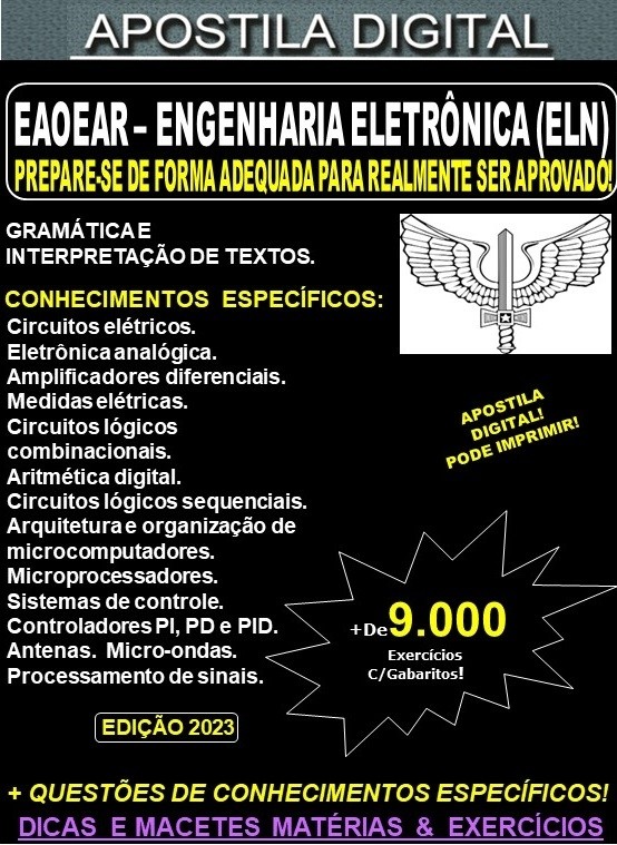 Apostila EAOEAR - ENGENHARIA  ELETRÔNICA (ELN)- Teoria + 9.000 Exercícios - Concurso 2023-24