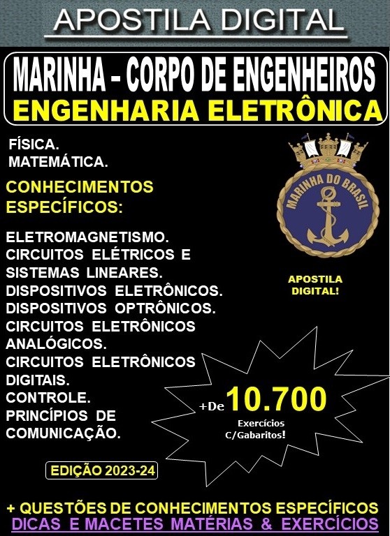 Apostila Corpo de Engenheiros da Marinha - ENGENHARIA ELETRÔNICA - Teoria + 10.700 Exercícios - Concurso 2024