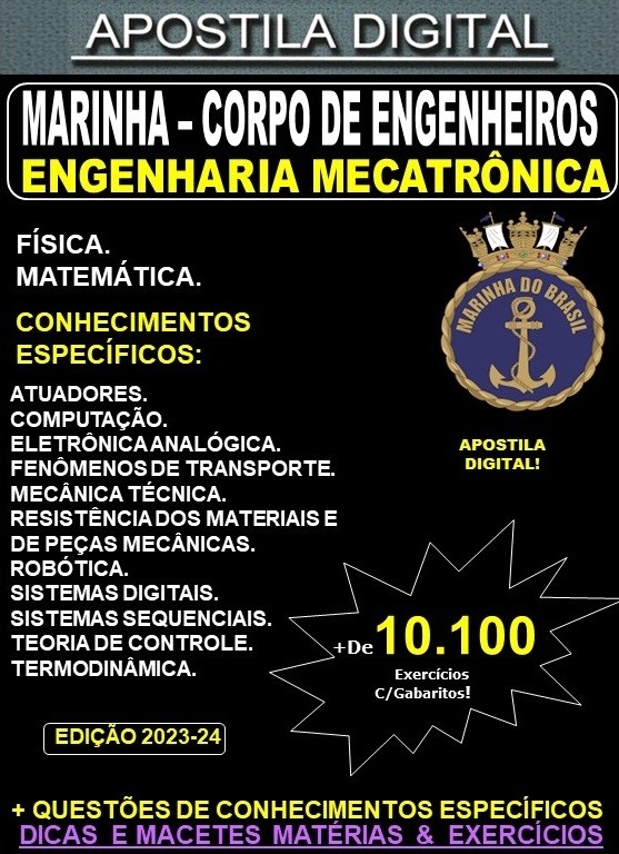 Apostila Corpo de Engenheiros da Marinha - ENGENHARIA MECATRÔNICA - Teoria + 10.100 Exercícios - Concurso 2023-24