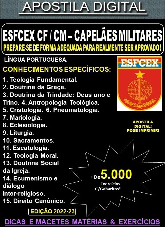 Apostila ESFCEX CF / CM - CAPELÃES MILITARES - Teoria + 5.000 Exercícios - Concurso 2024-25