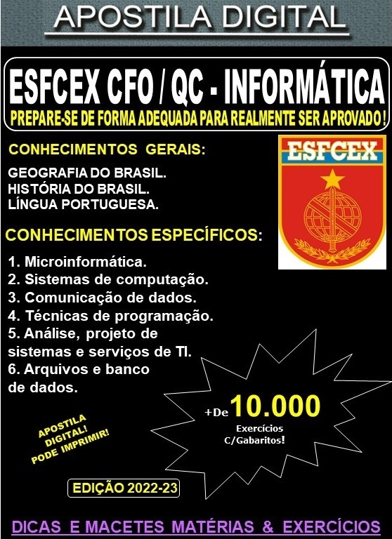 Apostila ESFCEX CFO / QC - INFORMÁTICA - Teoria + 10.000 Exercícios - Concurso 2024-25