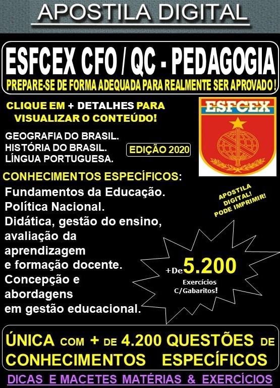 Apostila EsFCEx / EsAEx - Específico PEDAGOGIA - Teoria + 5.200 Exercícios - Concurso - 2024-25