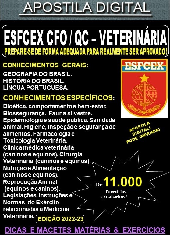 Apostila ESFCEX CFO / QC - VETERINÁRIA - Teoria + 11.000 Exercícios - Concurso 2024-25