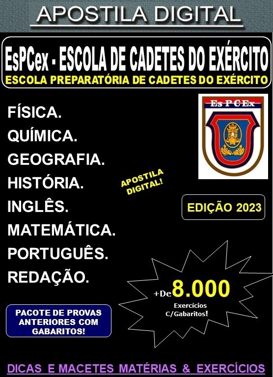 Apostila Concurso EsPCEx - ESCOLA de CADETES do EXÉRCITO - Teoria + 8.000 Exercícios - Concurso 2024