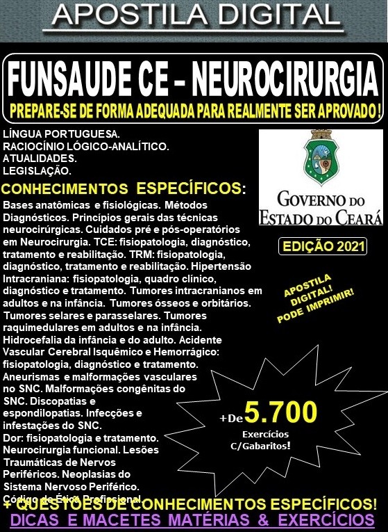 Apostila FUNSAUDE CE - NEUROCIRURGIA - Teoria + 5.700 Exercícios - Concurso 2021