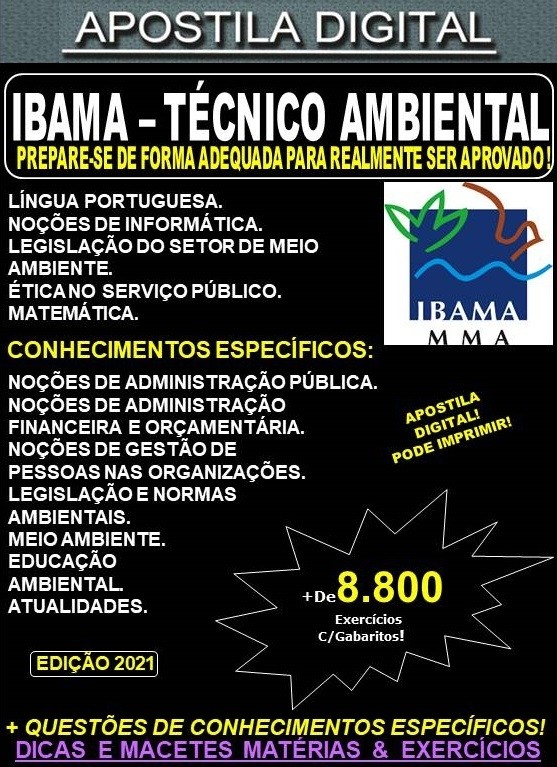 Apostila IBAMA - Técnico ADMINISTRATIVO - Teoria + 8.800 Exercícios - Concurso 2021