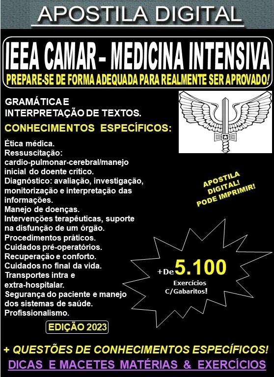 Apostila AERONÁUTICA IEEA CAMAR - MEDICINA INTENSIVA - Teoria + 5.100 Exercícios - Concurso 2023-24