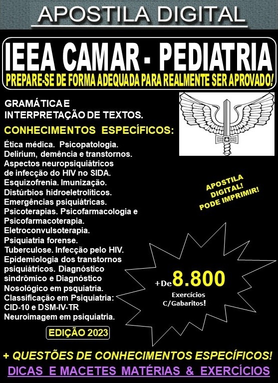 Apostila AERONÁUTICA IEEA CAMAR - PEDIATRIA - Teoria + 8.800 Exercícios - Concurso 2023-24