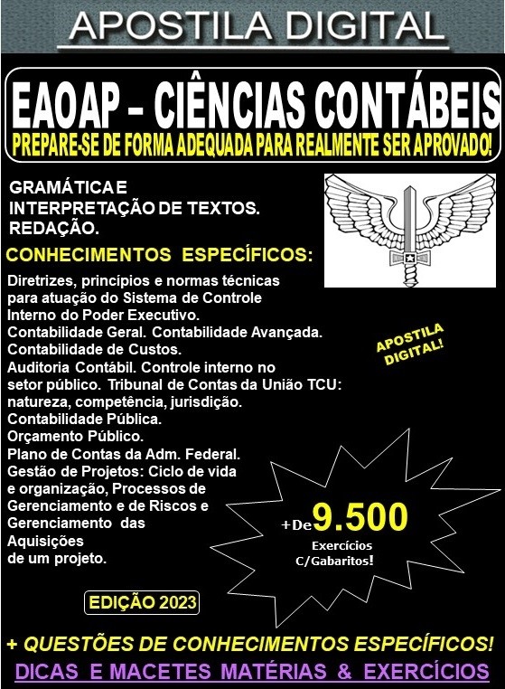 Apostila AERONÁUTICA EAOAP - CIÊNCIAS CONTÁBEIS - Teoria + 9.500 Exercícios - Concurso 2023-24