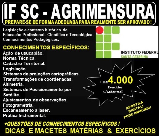 Apostila IF SC - AGRIMENSURA - Teoria + 4.000 Exercícios - Concurso 2019