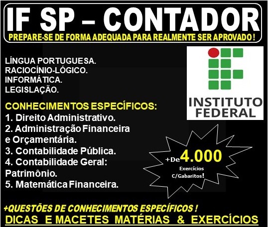 Apostila IF SP - CONTADOR - Teoria + 4.000 Exercícios - Concurso 2019