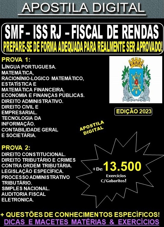 Apostila SMF ISS RJ - FISCAL DE RENDAS - Teoria + 13.500 Exercícios - Concurso 2023