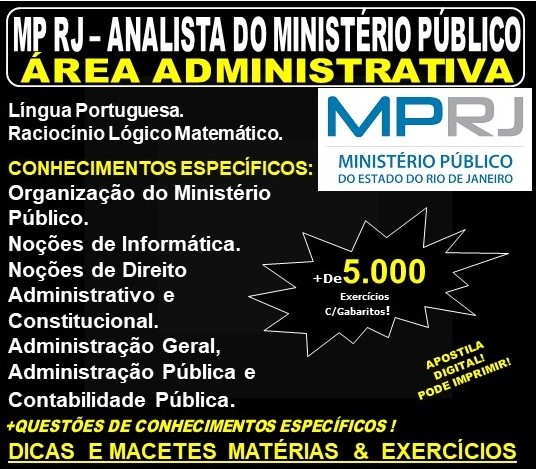 Apostila MP RJ - ANALISTA ADMINISTRATIVO - Teoria + 5.000 Exercícios -  Concurso 2019