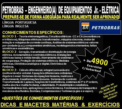 Apostila PETROBRAS ENGENHEIRO(A) de EQUIPAMENTOS Júnior - ELÉTRICA - Teoria + 4.900 Exercícios - Concurso 2021