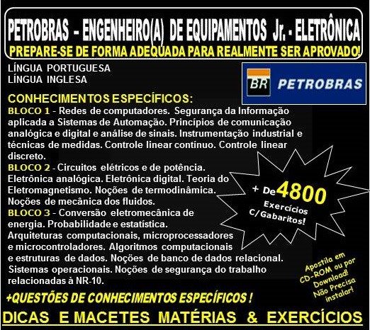 Apostila PETROBRAS - ENGENHEIRO(A) de EQUIPAMENTOS Jr. - ELETRÔNICA. - Teoria + 4.800 Exercícios - Concurso 2021