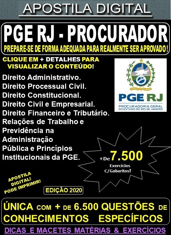 Apostila PGE RJ - PROCURADOR - Teoria + 7.500 Exercícios - Concurso 2021