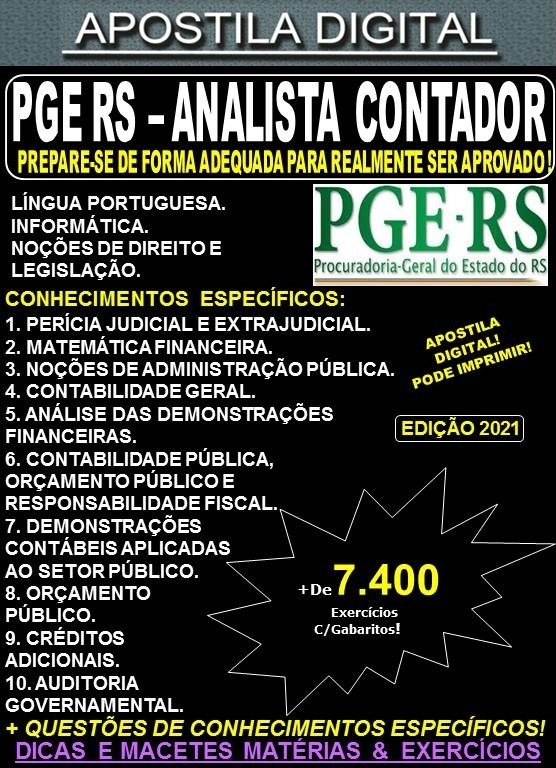 Apostila PGE RS - ANALISTA CONTADOR - Teoria +  7.400 Exercícios - Concurso 2021