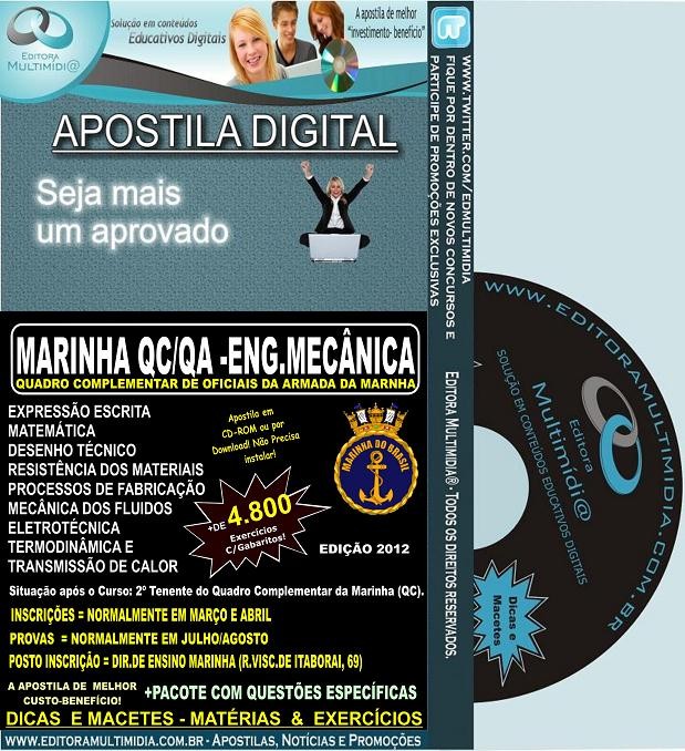 Apostila Marinha QC / QA - ENGENHARIA MECÂNICA -Teoria + 4.800 Exercícios - Concurso 2012 