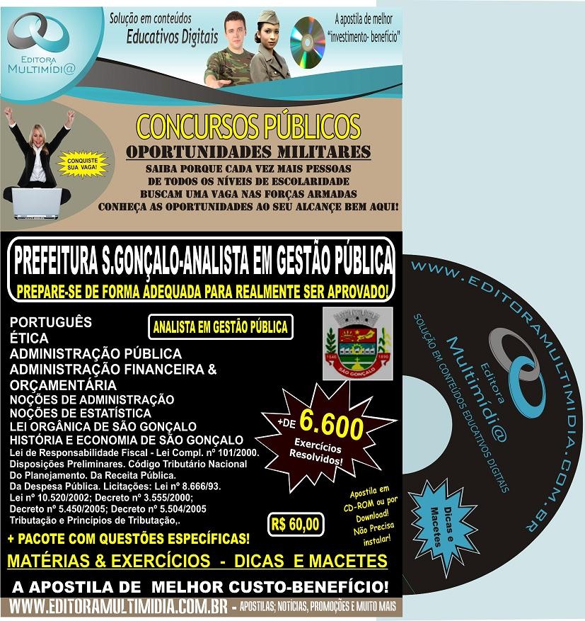 APOSTILA  PREFEITURA SÃO GONÇALO CD - ANALISTA EM GESTÃO PÚBLICA - CONCURSO 2011