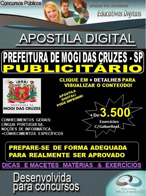 Apostila Prefeitura de MOGI DAS CRUZES SP - PUBLICITÁRIO - Teoria + 3.500 exercícios - Concurso 2020