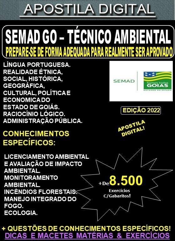 Apostila SEMAD GO - TÉCNICO AMBIENTAL - Teoria + 8.500 Exercícios - Concurso 2022