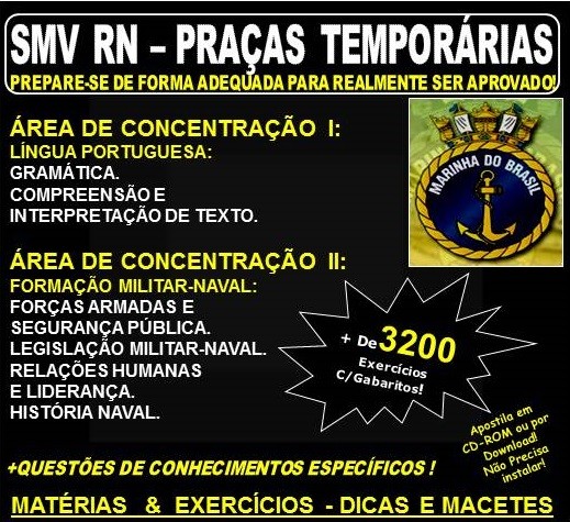 Apostila SMV RN  - PRAÇAS TEMPORÁRIAS - Teoria + 3.200 Exercícios - Concurso 2018
