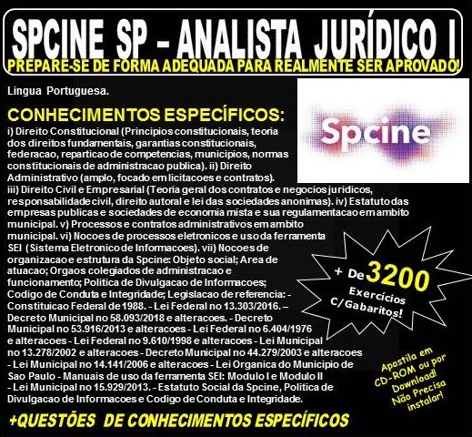 Apostila SPCINE SP - ANALISTA JURÍDICO I - Teoria + 3.200 Exercícios - Concurso 2019