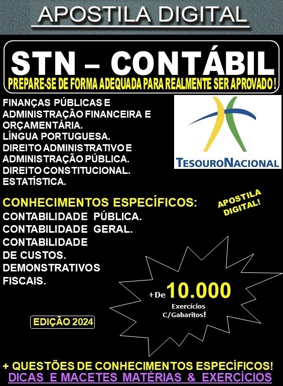 Apostila STN - Área CONTÁBIL - Teoria + 10.000 Exercícios - Concurso 2024