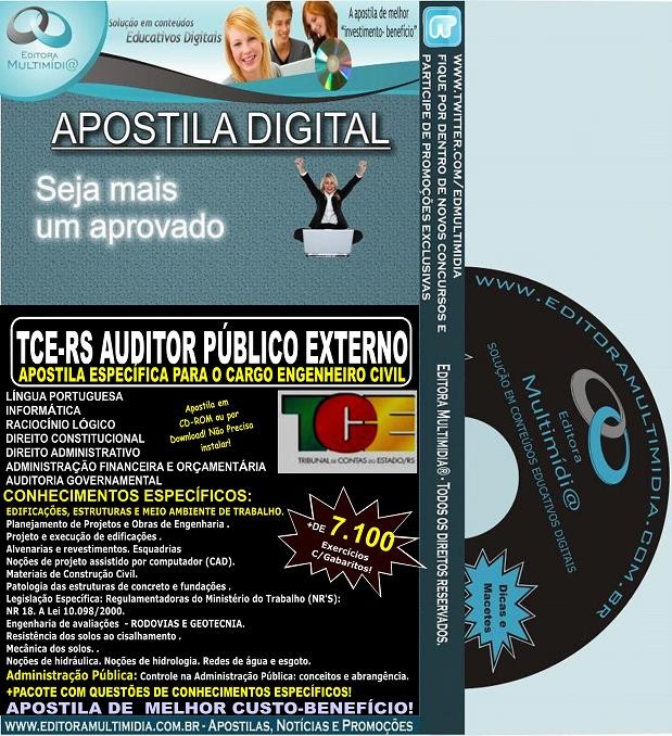 Apostila TCE RS - Auditor Público Externo - ENGENHEIRO CIVIL - Teoria + 7.100 Exercícios - Concurso 2014