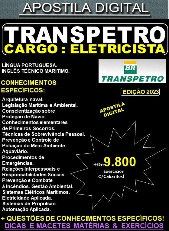 Apostila TRANSPETRO - ELETRICISTA - Teoria + 9.800 Exercícios - Concurso 2023