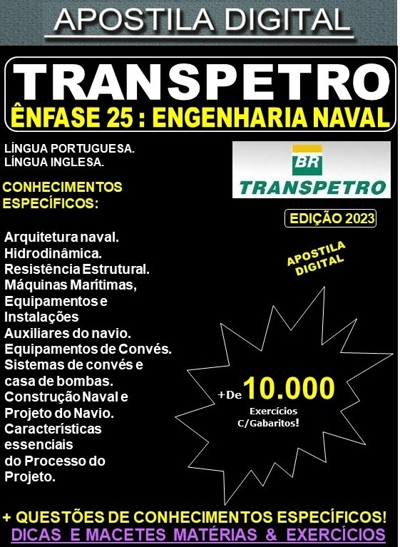 Apostila TRANSPETRO - ENGENHARIA NAVAL - Teoria + 10.000 Exercícios - Concurso 2023