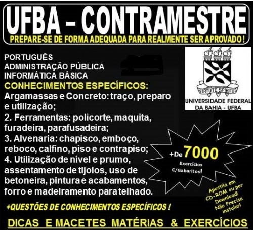 Apostila UFBA - CONTRAMESTRE - Teoria + 7.000 Exercícios - Concurso 2017