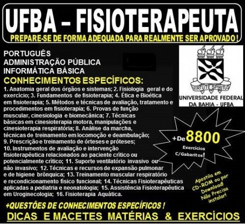 Apostila UFBA - FISIOTERAPEUTA - Teoria + 8.800 Exercícios - Concurso 2017