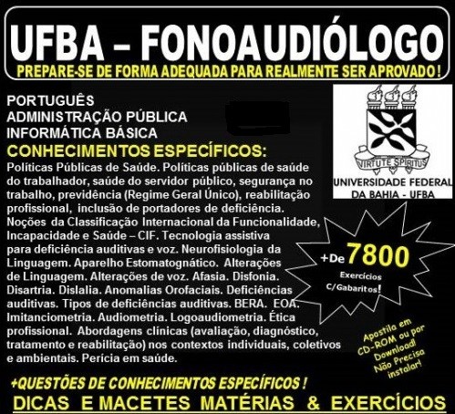 Apostila UFBA - FONOAUDIÓLOGO - Teoria + 7.800 Exercícios - Concurso 2017