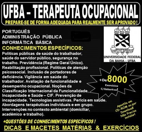 Apostila UFBA - TERAPEUTA OCUPACIONAL - Teoria + 8.000 Exercícios - Concurso 2017