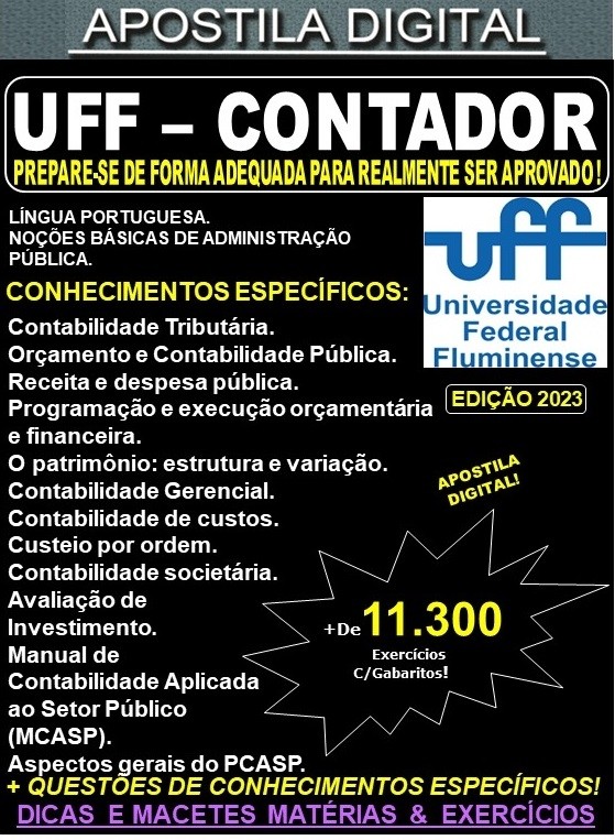 Apostila UFF - CONTADOR - Teoria + 11.300 Exercícios - Concurso 2023